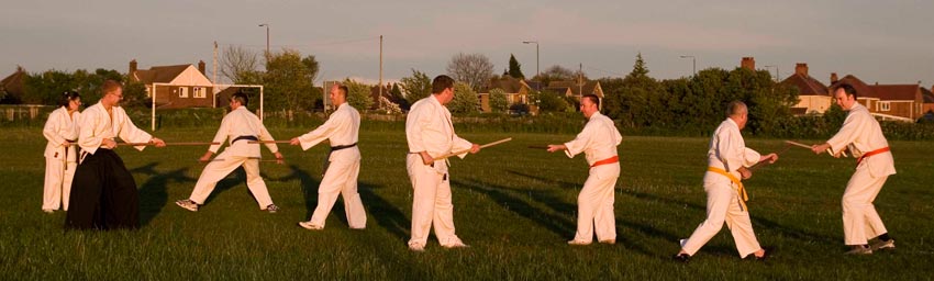 Training aiki weapons outside